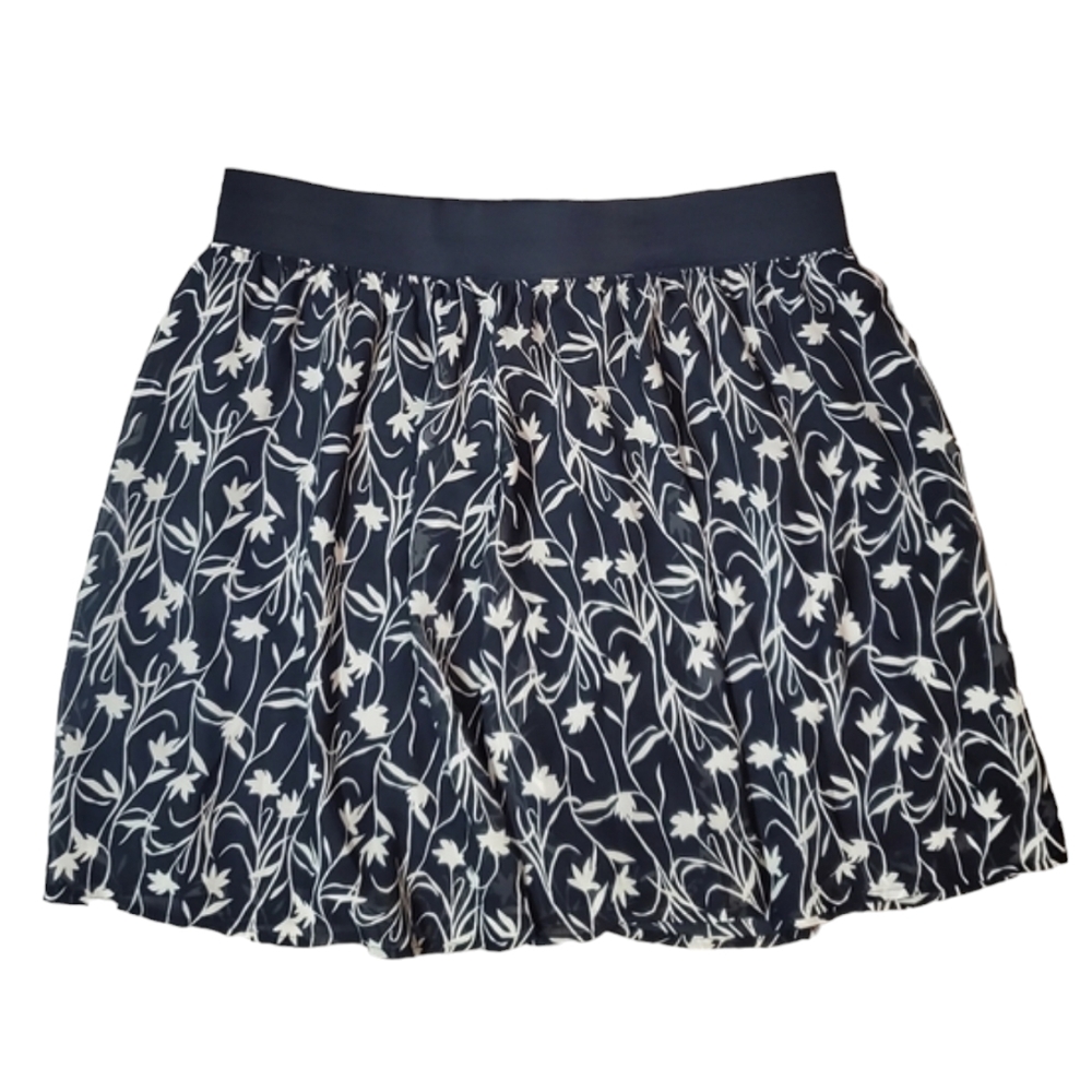 Mossimo Womens Black Floral Print Flared Mini Skirt Size Large